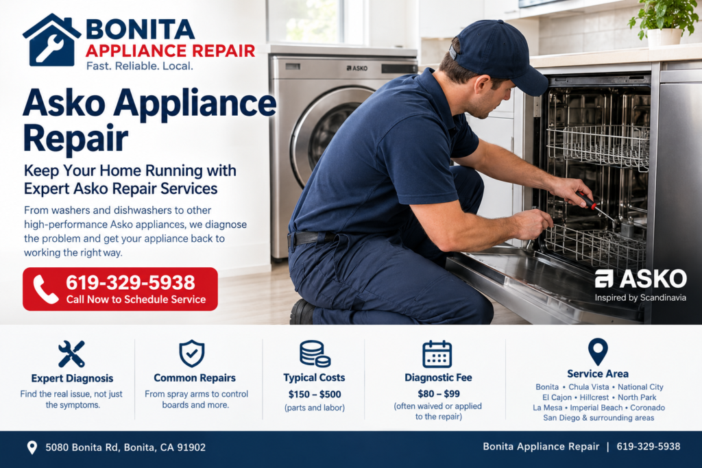 Asko appliance repair technician in Bonita, CA