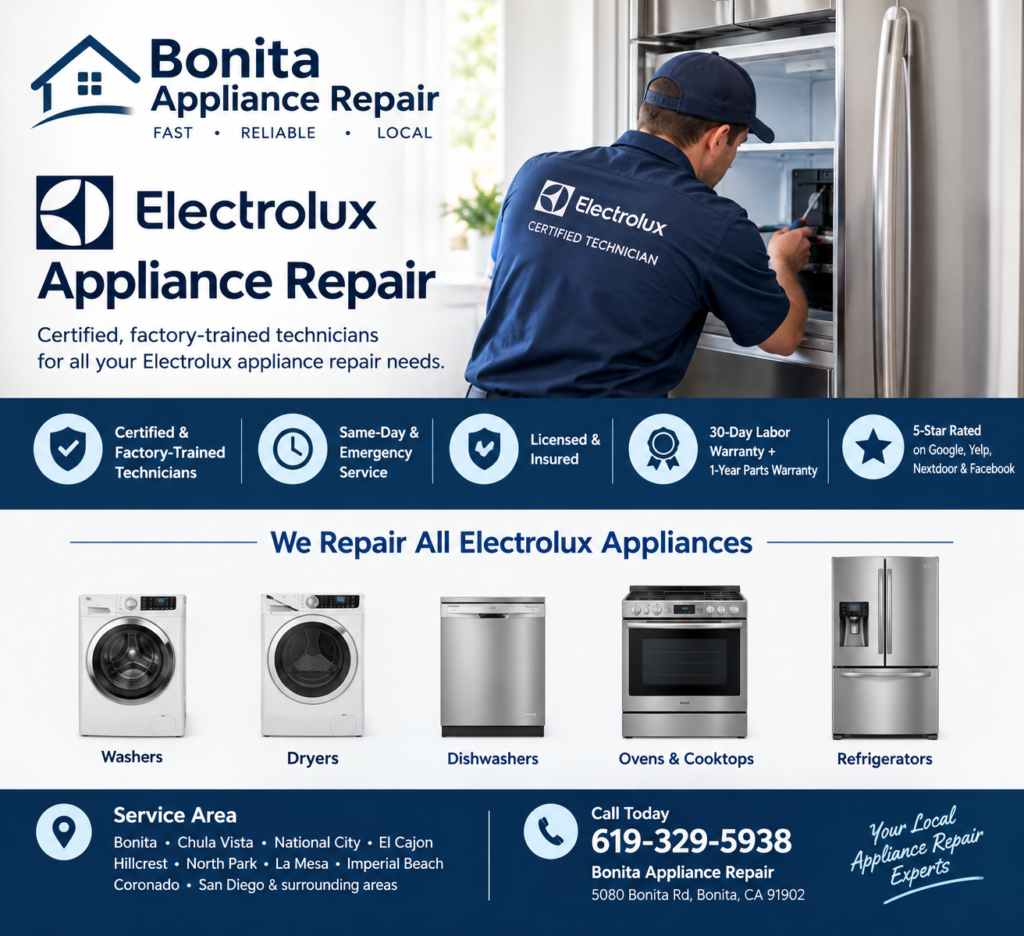 Electrolux appliance repair technician in Bonita, San Diego
